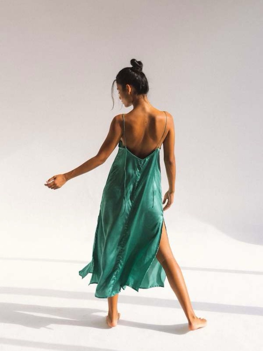 Bahhgoose Silk Slip Dress in Champagne - Picture 6 of 11